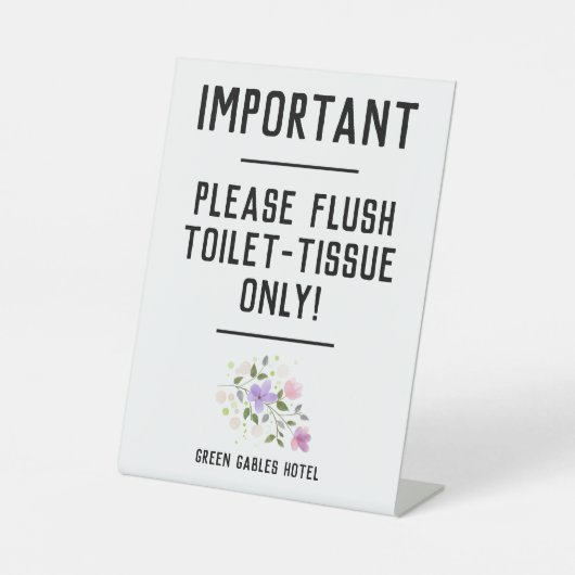 Belangrijke mededeling - Spoel toiletpapier Reclamebord Met Voetstuk (Voorkant)