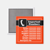 Belangrijke telefoonnummers Koelkast Herinneringen Magneet (Voorkant / Achterkant)