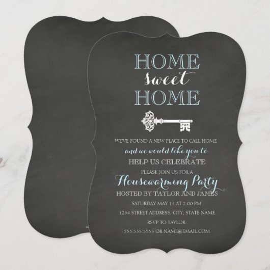 Belangrijkste Chalkboard Housewarming Uitnodigen Kaart (Voorkant / Achterkant)