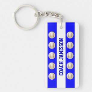 Belangrijkste ketting, blauw en wit, voor Baseball Sleutelhanger