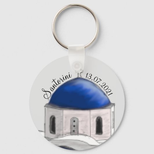Belangrijkste kettingbont: Santorini Blue Dome bru Sleutelhanger (Voorkant)
