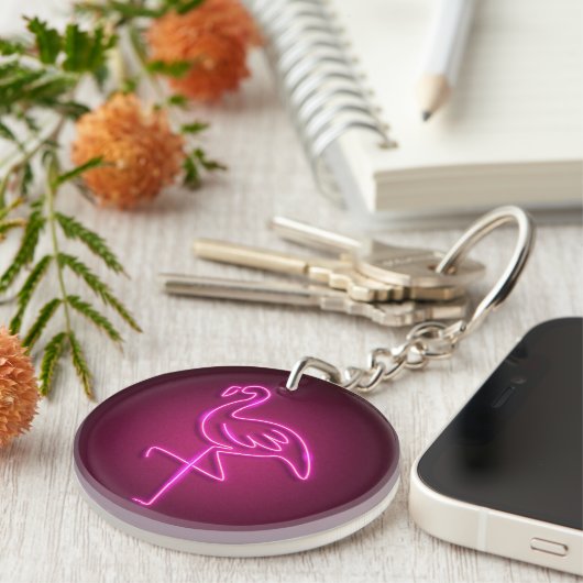 Belangrijkste ringen - Neon Flamingo Sleutelhanger (Voorkant Rechts)