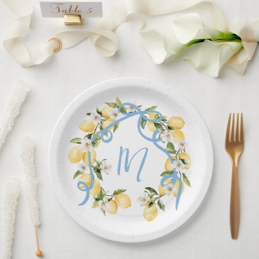 Belangrijkste Squeeze Citrus Citrus Monogram Vrijg Papieren Bordje (Huwelijk)