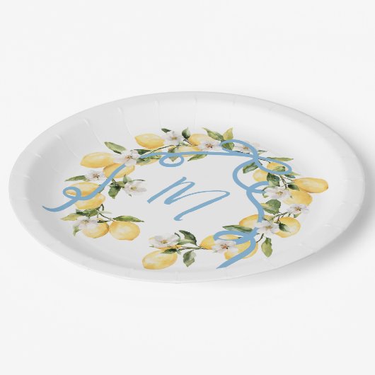 Belangrijkste Squeeze Citrus Citrus Monogram Vrijg Papieren Bordje (Gekanteld)