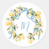 Belangrijkste Squeeze Citrus Citrus Monogram Vrijg Ronde Sticker (Voorkant)