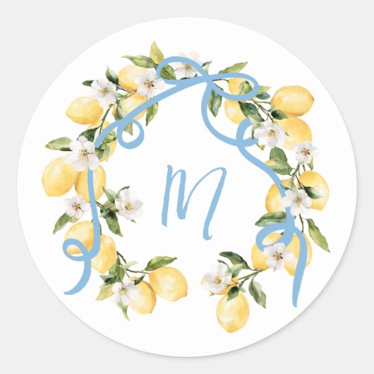 Belangrijkste Squeeze Citrus Citrus Monogram Vrijg Ronde Sticker (Voorkant)