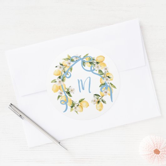 Belangrijkste Squeeze Citrus Citrus Monogram Vrijg Ronde Sticker (Envelop)