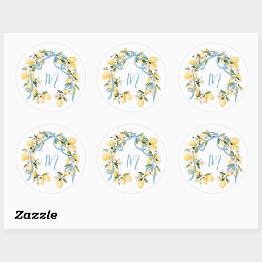 Belangrijkste Squeeze Citrus Citrus Monogram Vrijg Ronde Sticker (Vel)