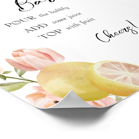 Belangrijkste squeeze | Citrus | Roze Bloemen Mimo Poster (Hoek)
