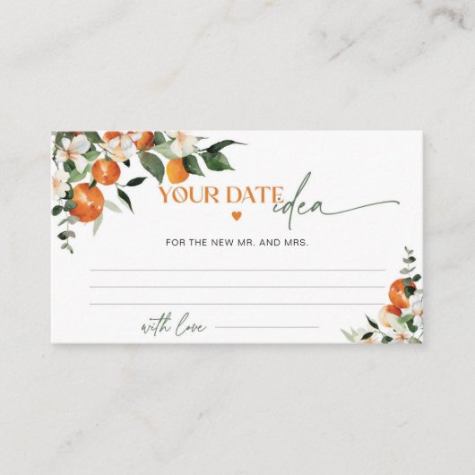 Belangrijkste squeeze citrus thema Datum nacht ide Informatiekaartje (Voorkant)