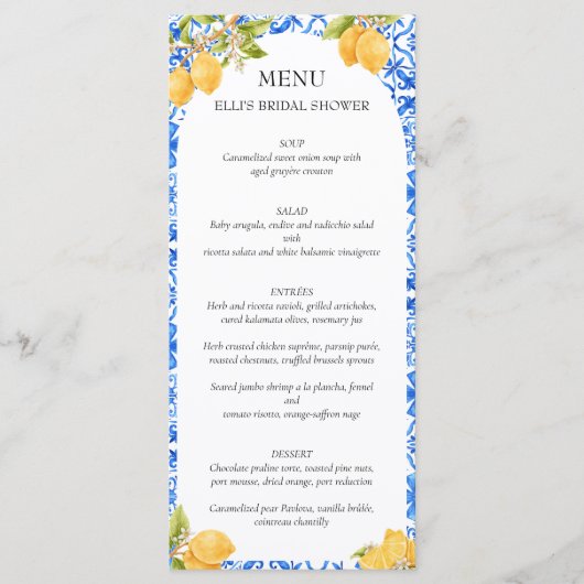 Belangrijkste squeeze | Mediterrane Tegels Lemon B Menu (Voorkant)