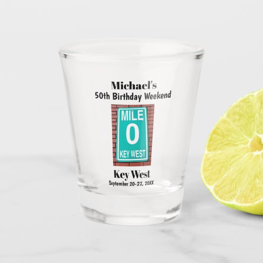 Belangrijkste West Milestone Birthday Party Weeken Shot Glas (Voorkant)