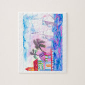 Belangrijkste westhaven en schepen tegen zonsonder legpuzzel (Verticaal)