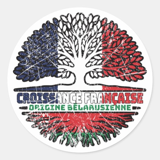 Belarus Belarusian Belarussian French France Tree Ronde Sticker (Voorkant)