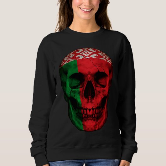 Belarus Flag Skull Belarusian Roots Proud Patrioti Trui (Voorkant)