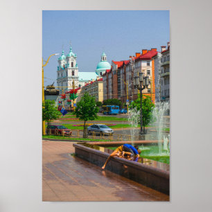 Belarus Grodno Cityscape City Architecture Street Poster