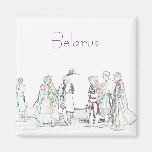 Belarus Old Outfit Sketch Magnet (Voorkant)