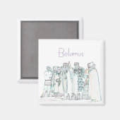 Belarus Old Outfit Sketch Magnet (Voorkant / Achterkant)