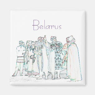 Belarus Old Outfit Sketch Magnet