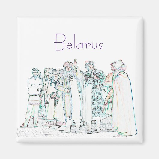 Belarus Old Outfit Sketch Magnet (Voorkant)