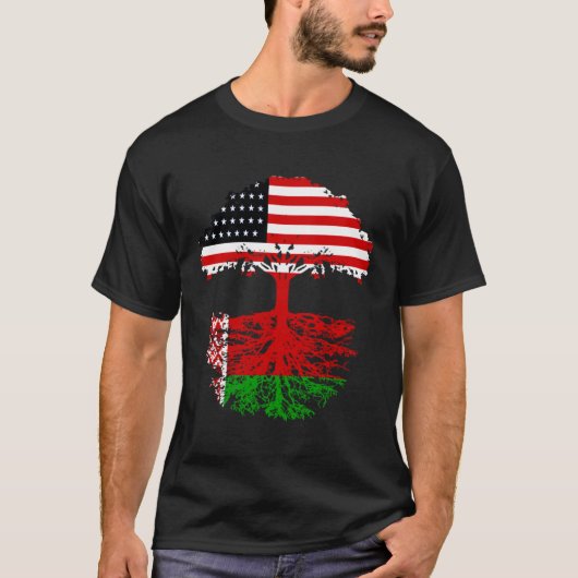 Belarus Roots American Grown Belarussian Men Women T-shirt (Voorkant)