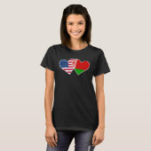 Belarus USA Flag Twin Heart  for Belarusian Americ T-shirt (Voorkant volledig)