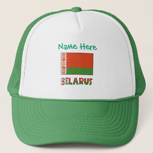 Belarus Wit-Rood-Groene Vlag Gepersonaliseerd  Trucker Pet (Voorkant)