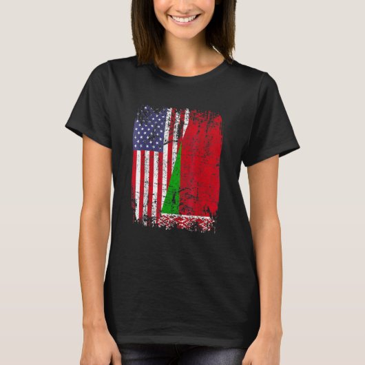BELARUSIAN ROOTS Half-American Flag BELARUS FLAG T-shirt (Voorkant)