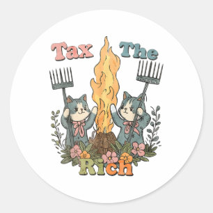 Belasting De Rijke Grappige Katten Floral Feminist Ronde Sticker