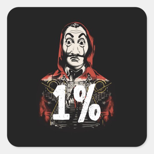 Belasting Het Rijke Masker Vierkante Sticker (Voorkant)