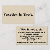 Belasting is diefstal: Tip-kaart Visitekaartje (Voorkant / Achterkant)