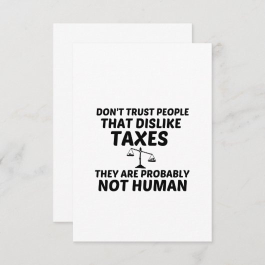 BELASTING IS NIET MENSELIJK BEDANKKAART (Voorkant / Achterkant)