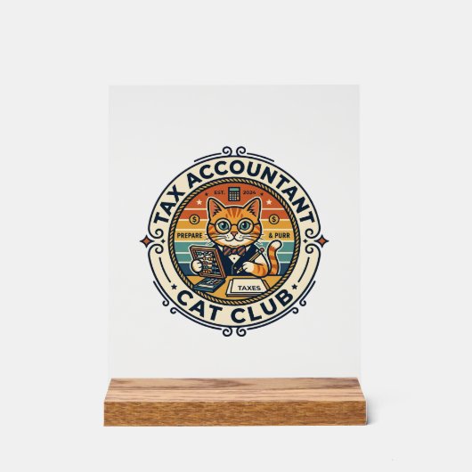 Belastingaccountant Kat Schattig Kitty-ontwerp - B Acryl Bord (Voorkant)