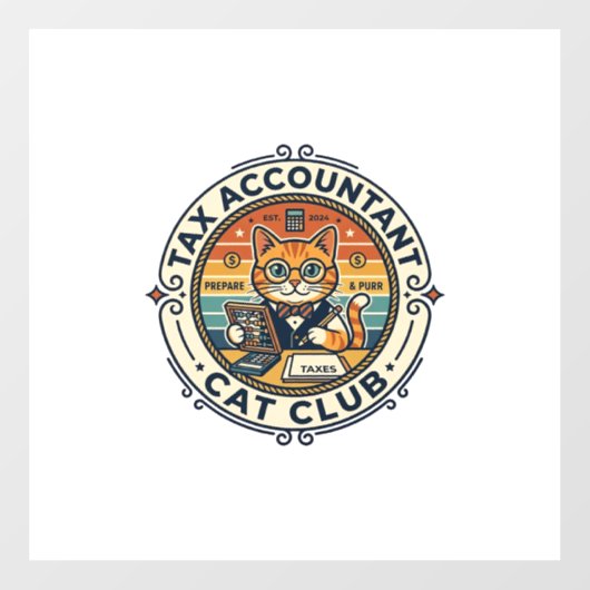 Belastingaccountant Kat Schattig Kitty-ontwerp - B Raamsticker (Vel)