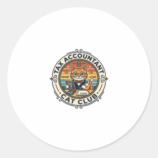 Belastingaccountant Kat Schattig Kitty-ontwerp - B Ronde Sticker (Voorkant)