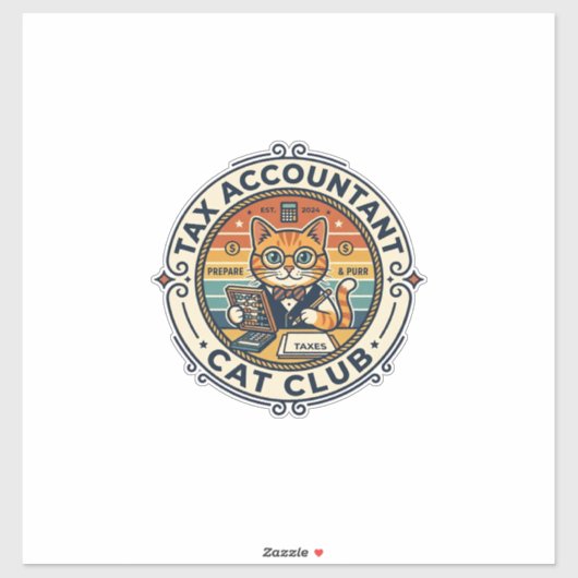 Belastingaccountant Kat Schattig Kitty-ontwerp - B Sticker (Vel)