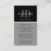Belastingadministrateur/CPA-monogram zwart/donker  Visitekaartje (Achterkant)