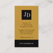 Belastingadministrateur zwart/goud visitekaartje (Achterkant)