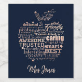 Belastingcadeau voor leraren Glitter appel Wijn Etiket (Enkel label)