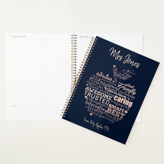 Belastingcadeau voor leraren gouden glitter-hartbo planner (Display)