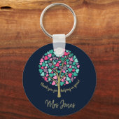 Belastingcadeau voor leraren gouden glitter-hartbo sleutelhanger (Voorkant)