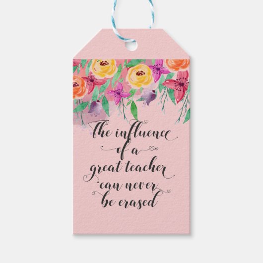 Belastingcadeau voor leraren label floral blush ro cadeaulabel (Voorkant)