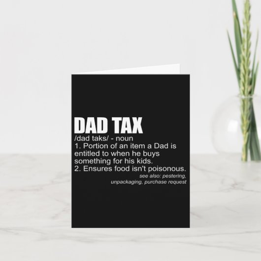 Belastingdefinitie Funny Men's Vaderdag Cadeau Pap Kaart (Voorkant)