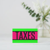 Belastingen Neon Green en Hot Pink Visitekaartje (Staand voorkant)