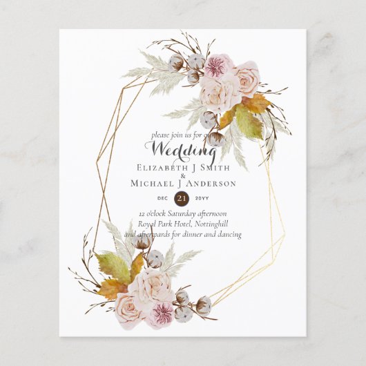 Belastinggeld voor roze bruinkroze bruiloft (Voorkant)