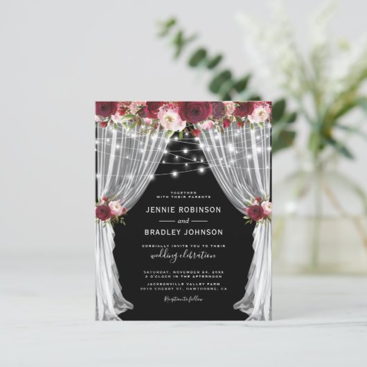 Belastingheffing Burgundy Floral bruiloft (Staand voorkant)