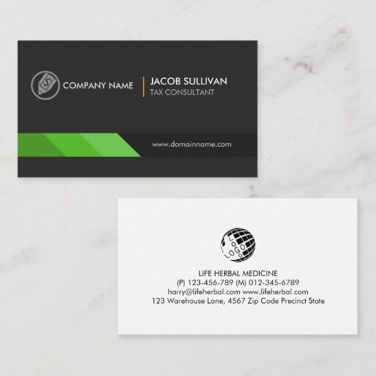 Belastingplichtige consultant visitekaartje (Voorkant / Achterkant)