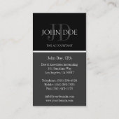 Belastingplichtige/CPA Monogram zwart/donkergrijs Visitekaartje (Achterkant)