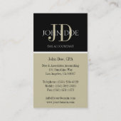 Belastingplichtige/CPA Monogram zwart/ton Visitekaartje (Achterkant)