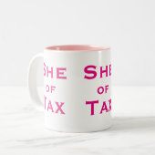 Belastingplichtige Vrouw Tweekleurige Koffiemok (Voorkant links)